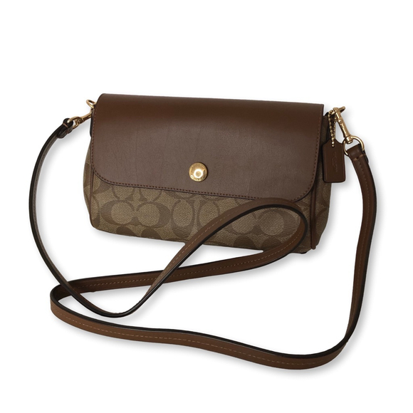 Coach Handbags - Coach Reversible Signature Coated Canvas Crossbody Bag Brown Leather F59534